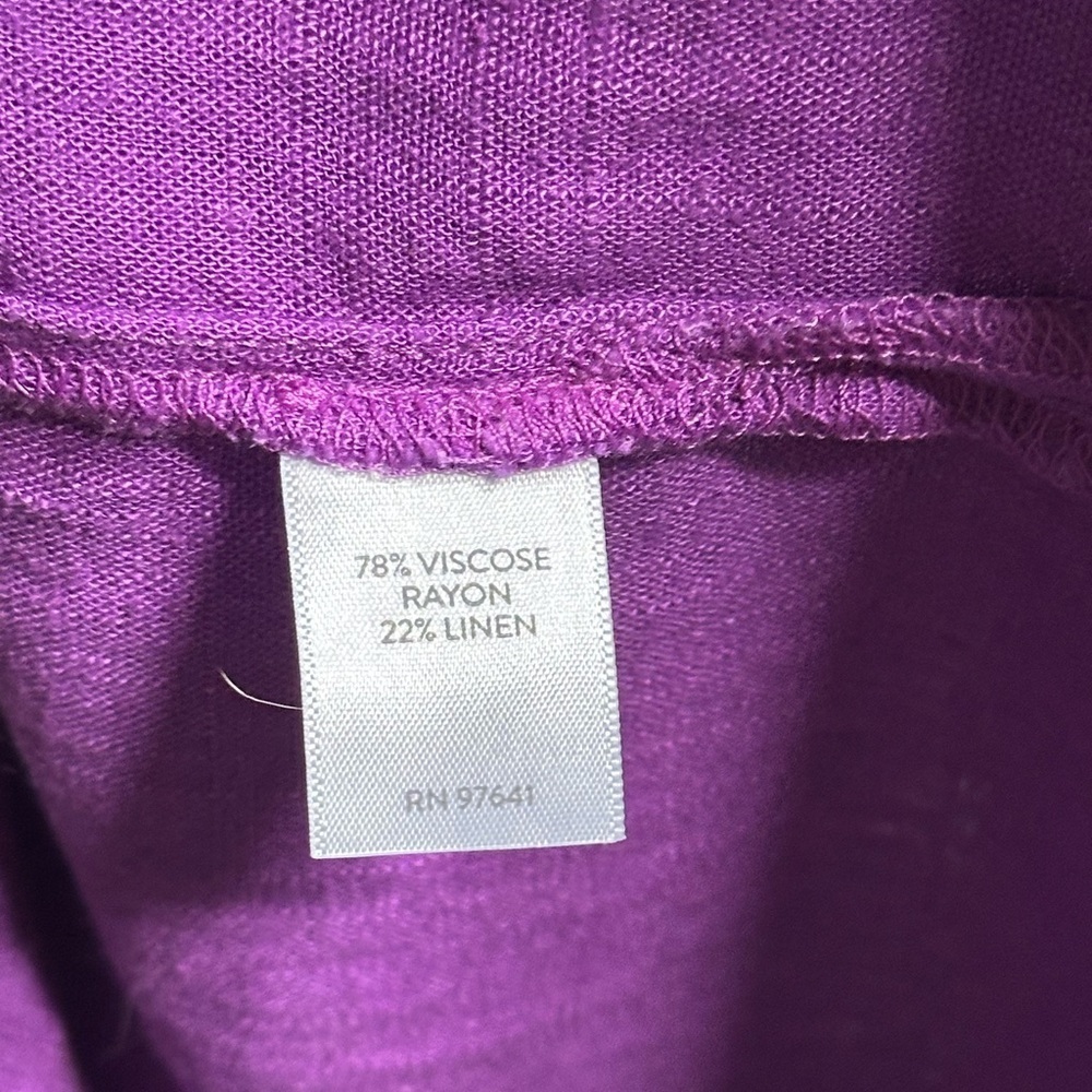 NEW‎ J.Jill Linen Blend Balloon Sleeve Button Front Purple Midi Dress Women’s LP - Picture 10 of 11